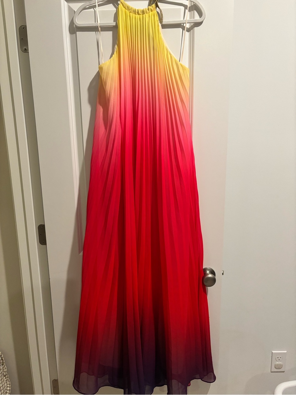 Vici Ombre Pleated Halter Dress - Yellow to Pink